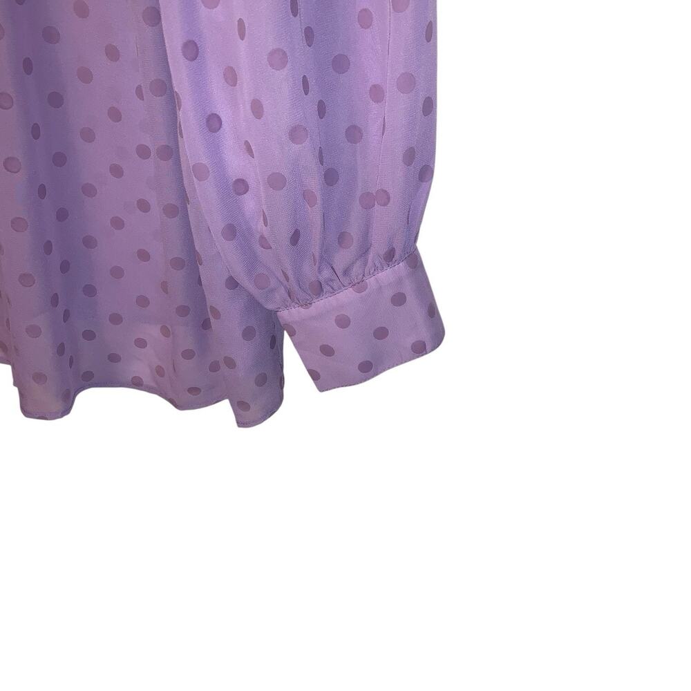 Torrid Womens Chiffon Clip Dot Top Size 2x Purple Puff Sleeve Semi Sheer Keyhole - Picture 4 of 9